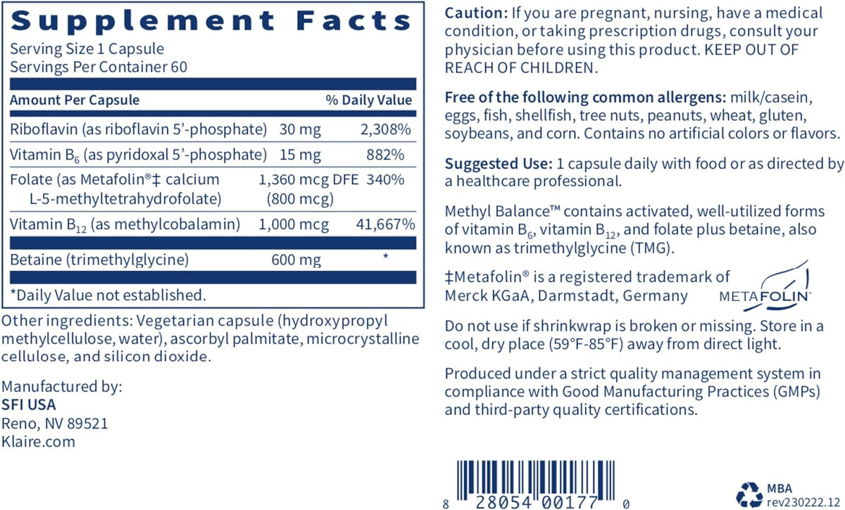 Factos Nutricionais Methyl Balance